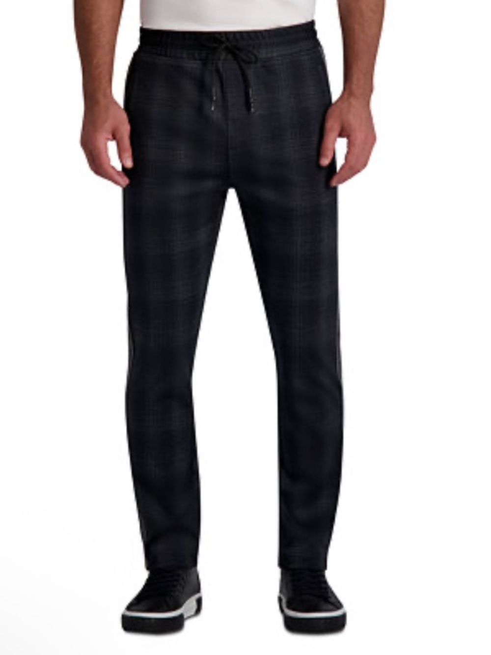 Karl Lagerfeld Black Plaid Drawstring Pants